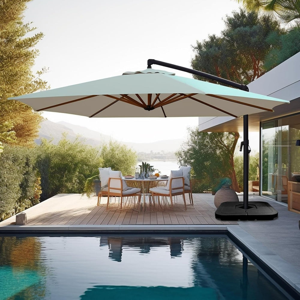 SZHLUX 4pcs 185lb Capacity Heavy-Duty Cantilever Offset Patio Umbrella Base, ...