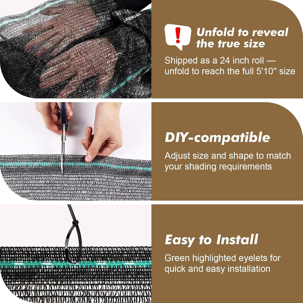 Artpuch 50% Black Garden Shade Cloth Roll for Plants, 8' x 100 FT