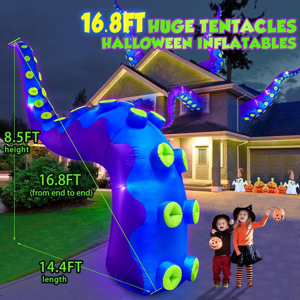 1PCS 16FT Giant Halloween Inflatables Octopus Tentacles, Huge Halloween Decor...