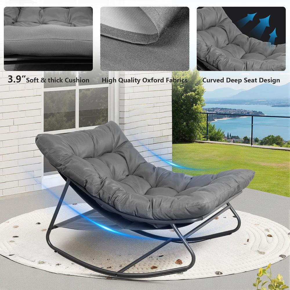 Outdoor & Indoor Oversized Rocking Chairs Set of 2 with Thick Cushions