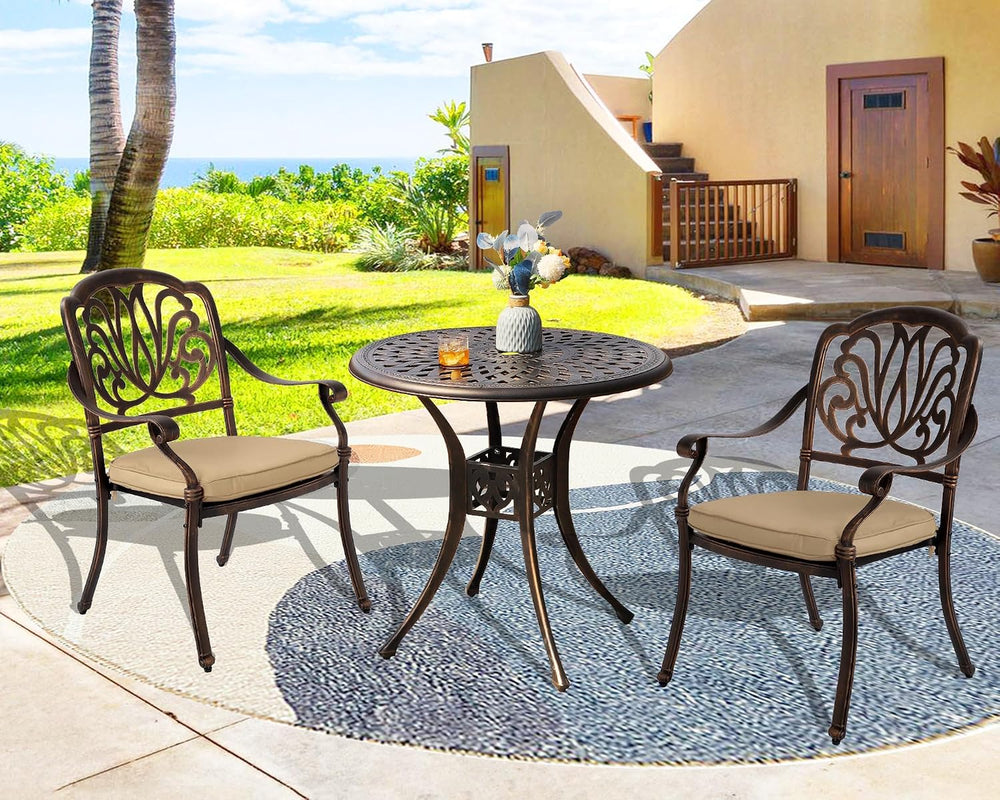 TITIMO 2 Piece Outdoor Patio Dining Chair Set Cast Aluminum Patio Furniture