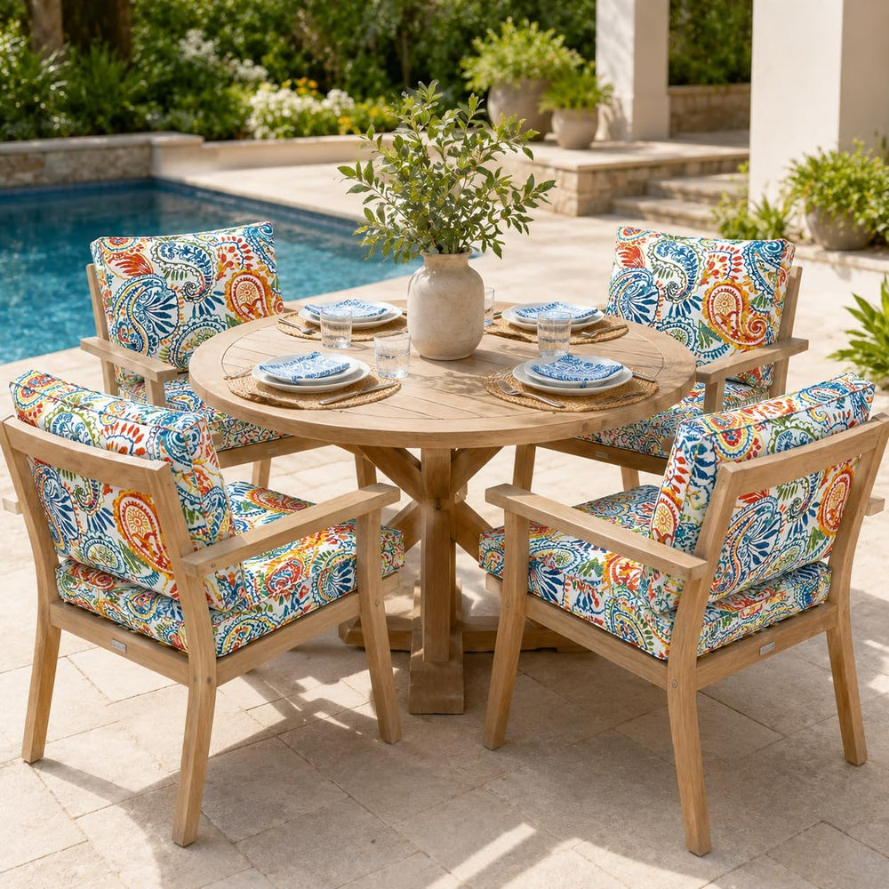 Outdoor Patio Seat/Back Chair Cushion Set 22"x22" Waterproof Fade-R...