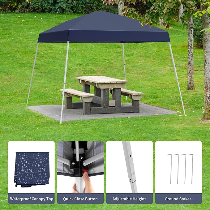 Canopy Tent, 10X10 FT Pop Up Canopy Outdoor Instant Tent Slant Legs with Carr...