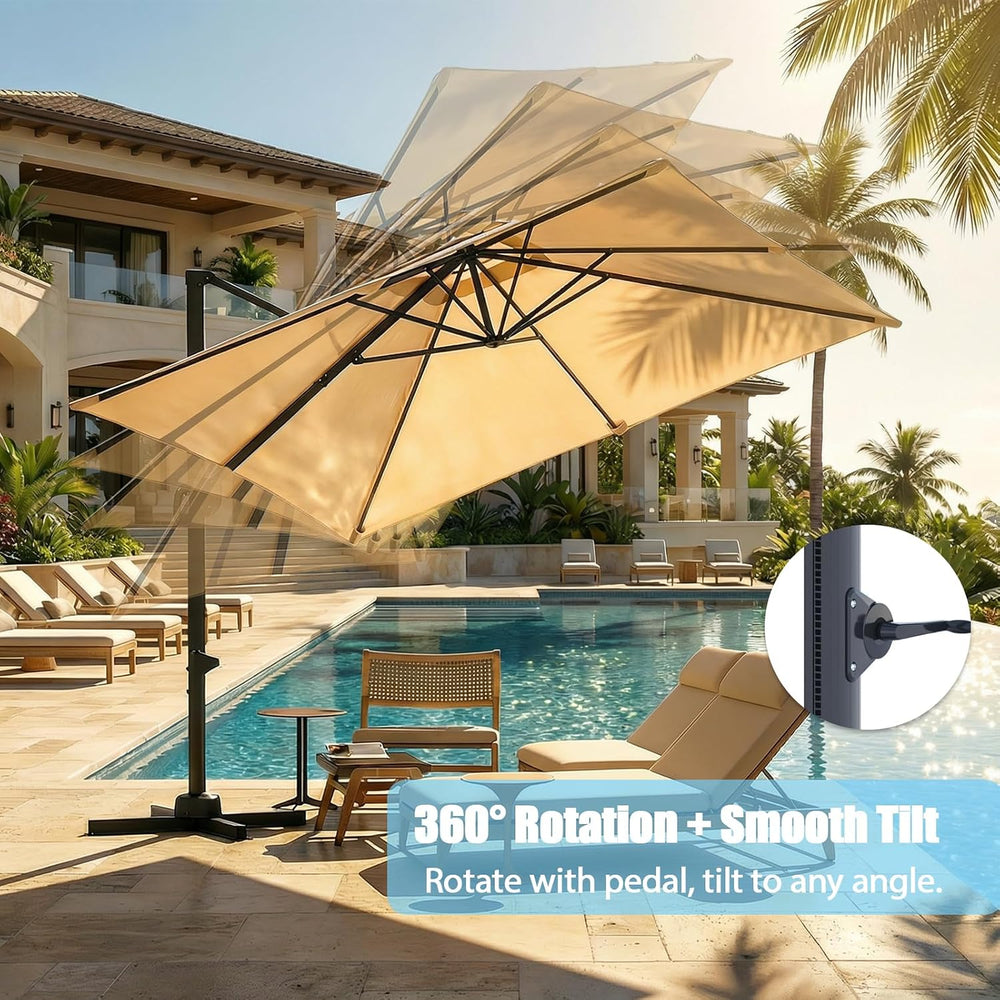 GarveeLife Large Cantilever Patio Umbrella, 10 ft X 10 ft Heavy Duty Aluminum...