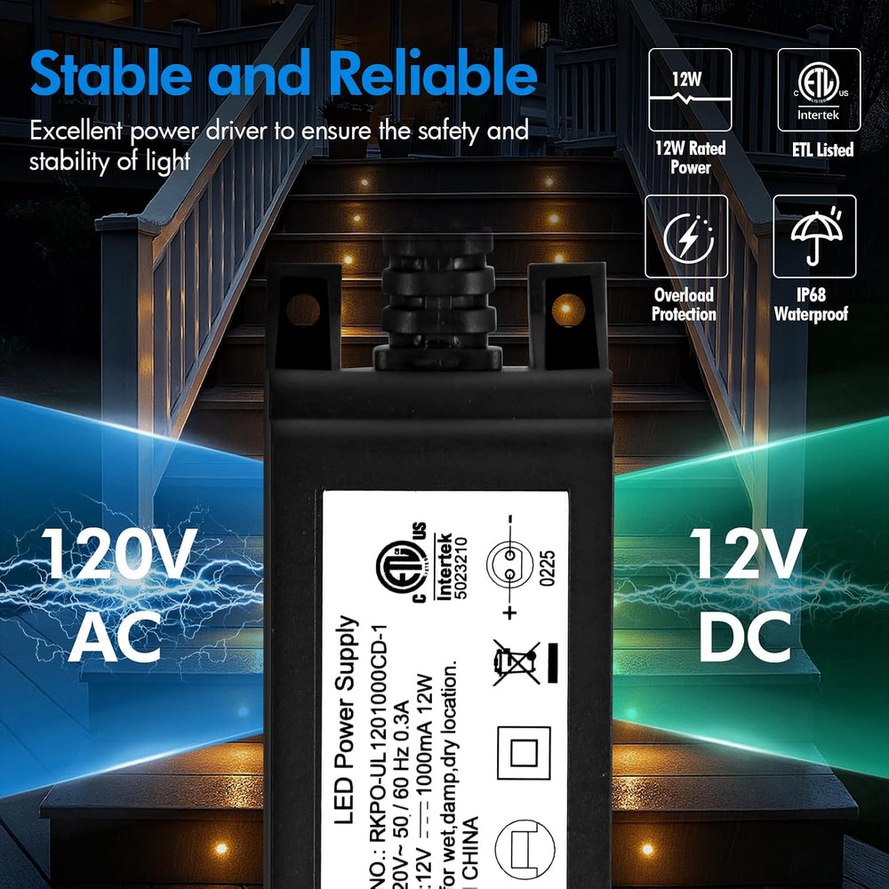 LED Recessed Deck Lights with Protecting Shell, IP68 Waterproof Warm White, 0...