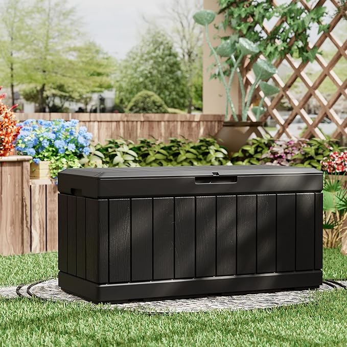 Greesum 82 Gallon Resin Deck Box All Weather Large Outdoor Storage for Patio ...