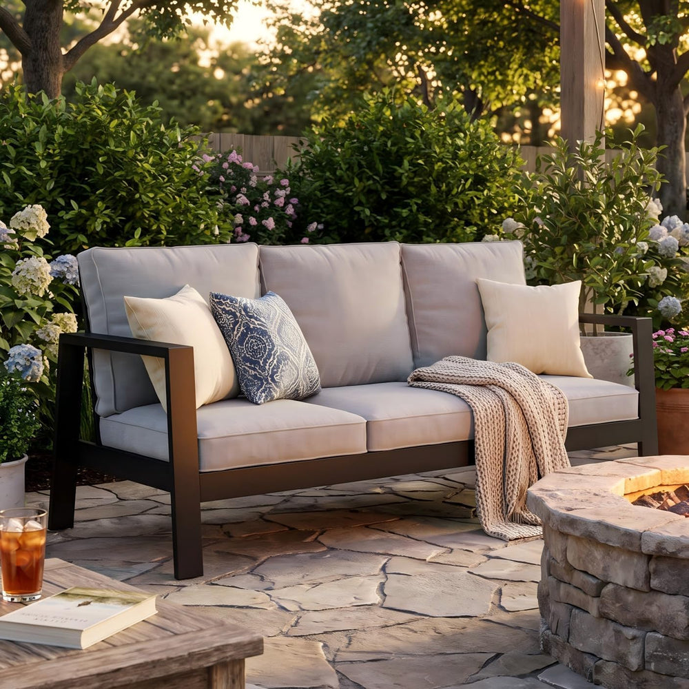 Wisteria Lane Aluminum Outdoor Couch, Patio Sofa with 5" Thick Cushions