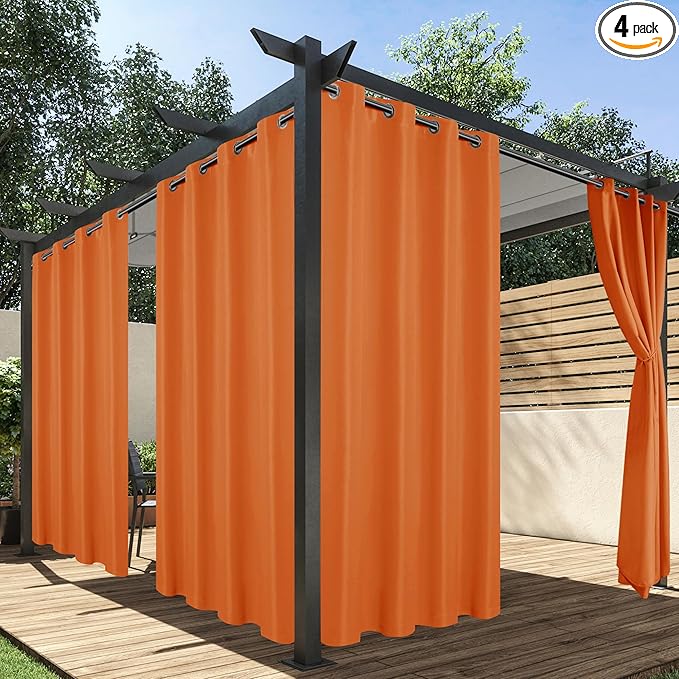 HolidayIdeas Outdoor Curtains for Patio Waterproof, 4 Panels - 54 x 108 Inch ...