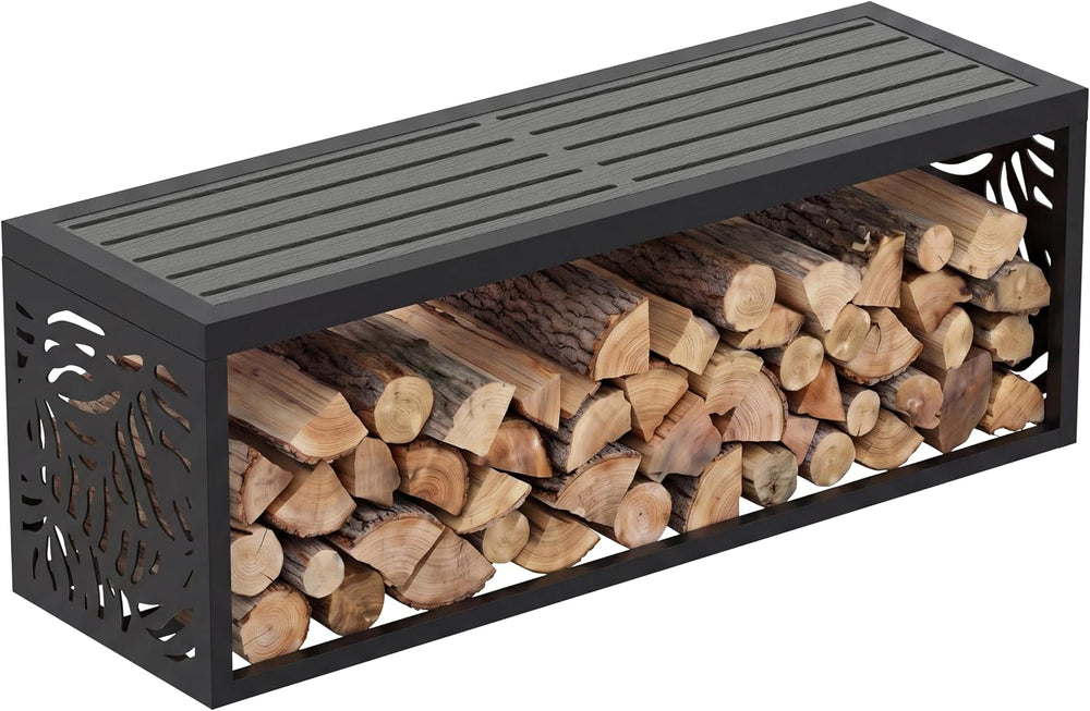 47" Outdoor Storage Bench, HDPE Seat, Steel Frame, Summer