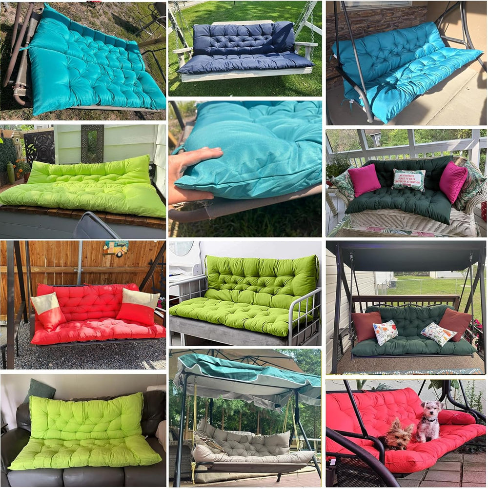 Outdoor Swing Cushions, 2-3 Seater Swing Bench Cushions with Backrest and Tie...