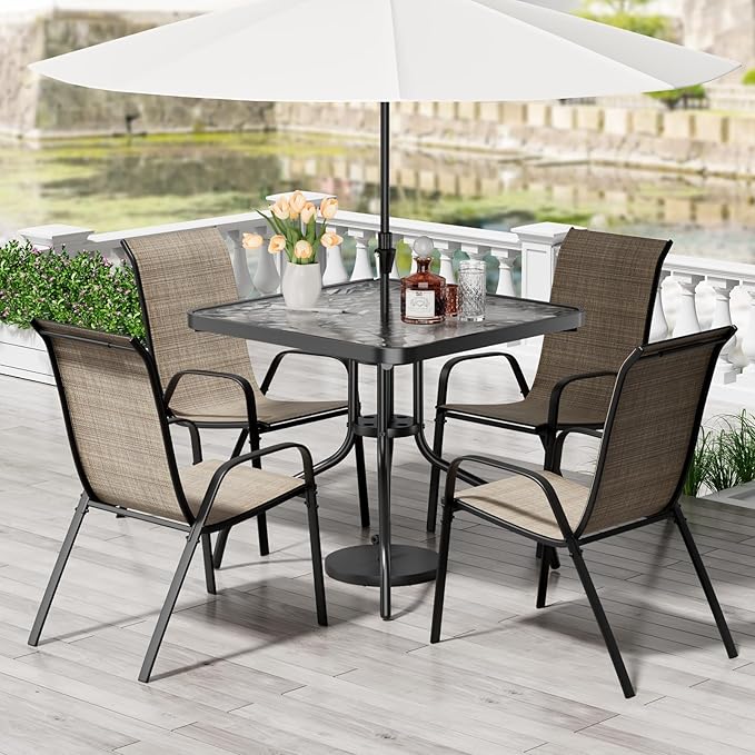 TLSUNNY Patio Dining Set 5 Pieces, All Weather Outdoor Furniture W/30"X ...