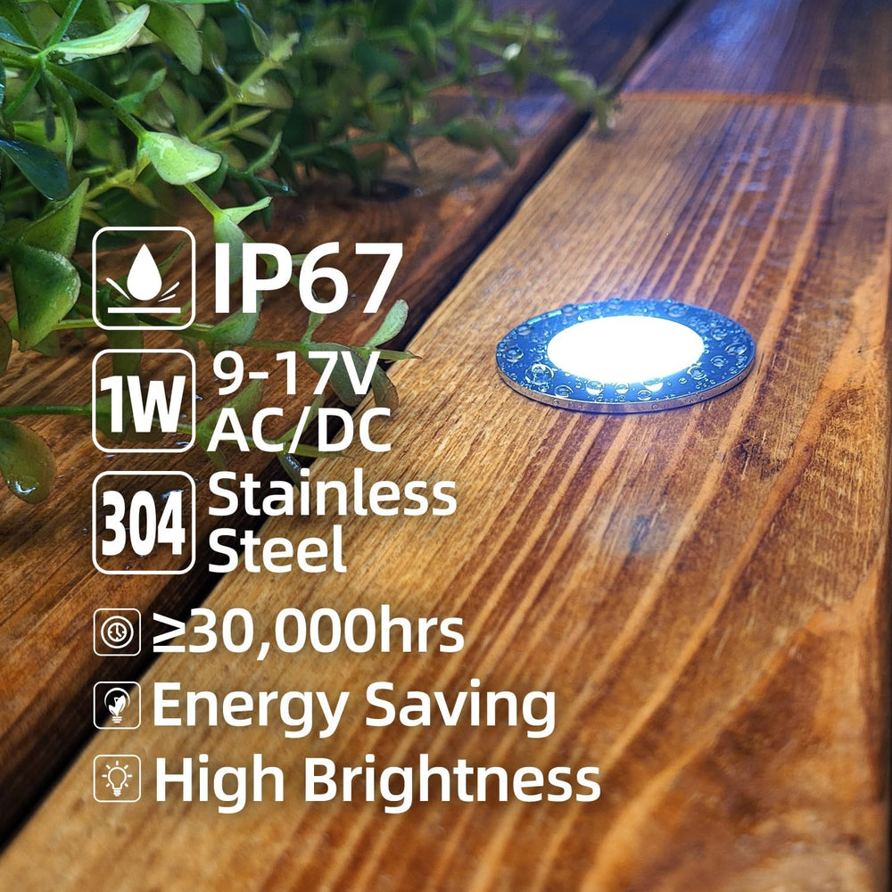 MALORY 1W Recessed Low Voltage Deck Light 6 Pack 1.4 Inch