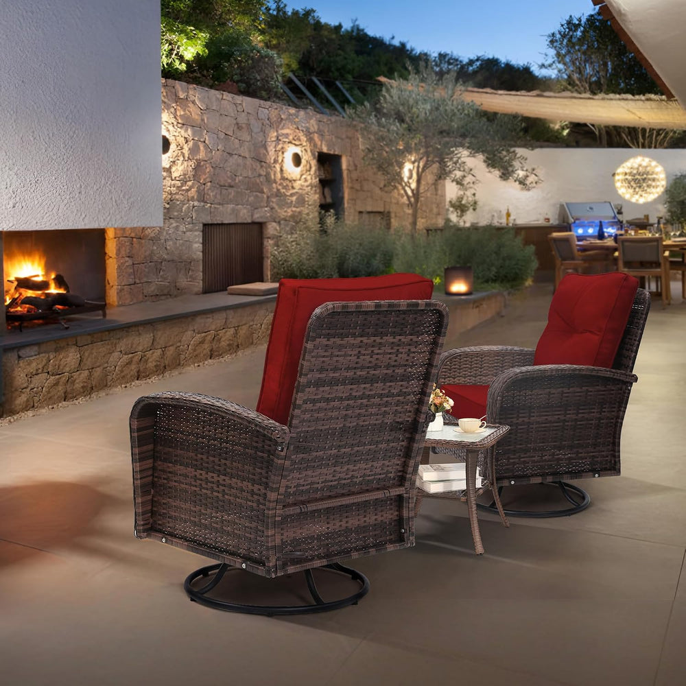 wildformers Luxury Outdoor Swivel Wicker Glider Patio Chairs with Table Set