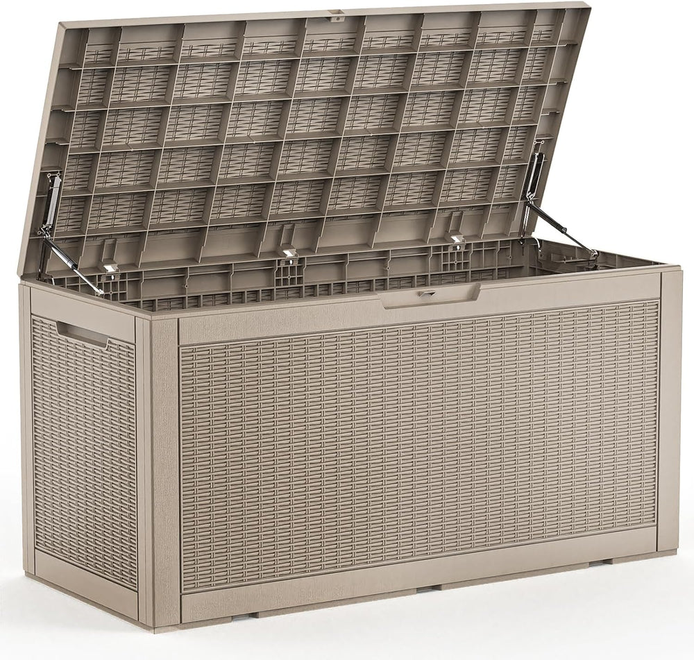 EasyUp 120 Gal Deck Box Waterproof Outdoor Storage Box Gray