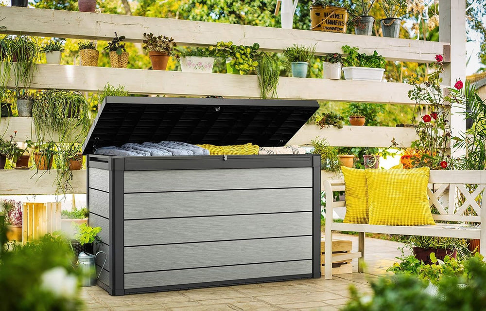Keter Denali 200 Gallon Resin Large Deck Box with Double Wall 20mm Panels - P...
