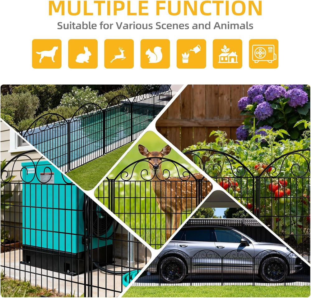 COLRASN 10 Panels No Dig Decorative Garden Dog Fence Outdoor for Yard, 33in(H...