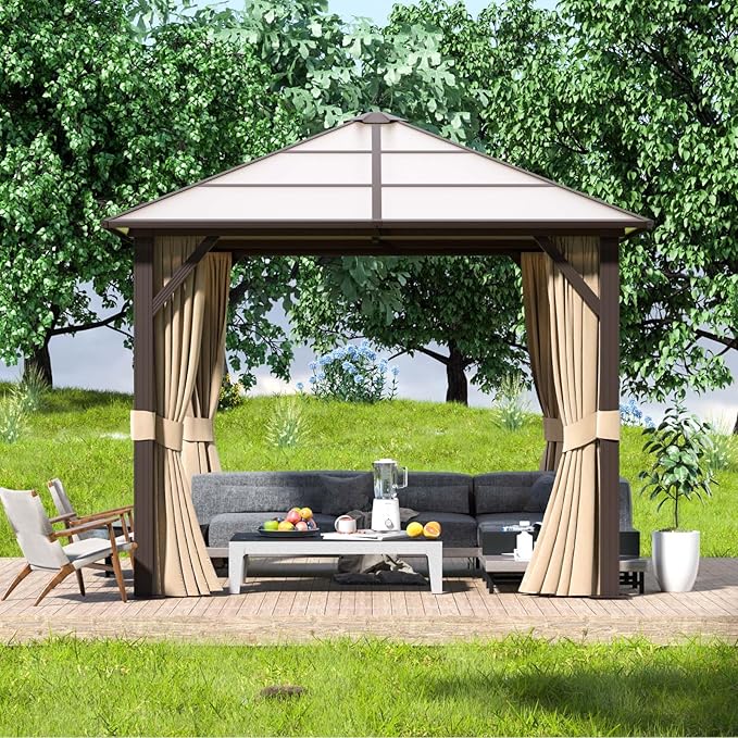 Aoxun 10FT x 10FT Gazebo Single Polycarbonate Top, Outdoor Polycarbonate Fram...