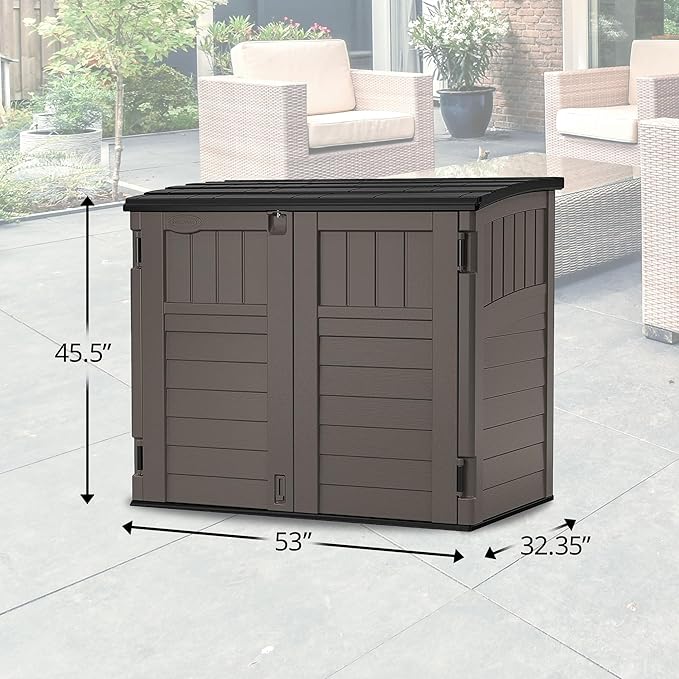 Suncast 34 Cu Ft Horizontal Resin Storage Shed - Outdoor Storage Shed with Fl...