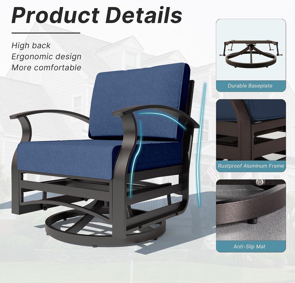 Kurapika 3 Pieces Patio Furniture Set, Outdoor Aluminum Swivel Gliders Rocker...