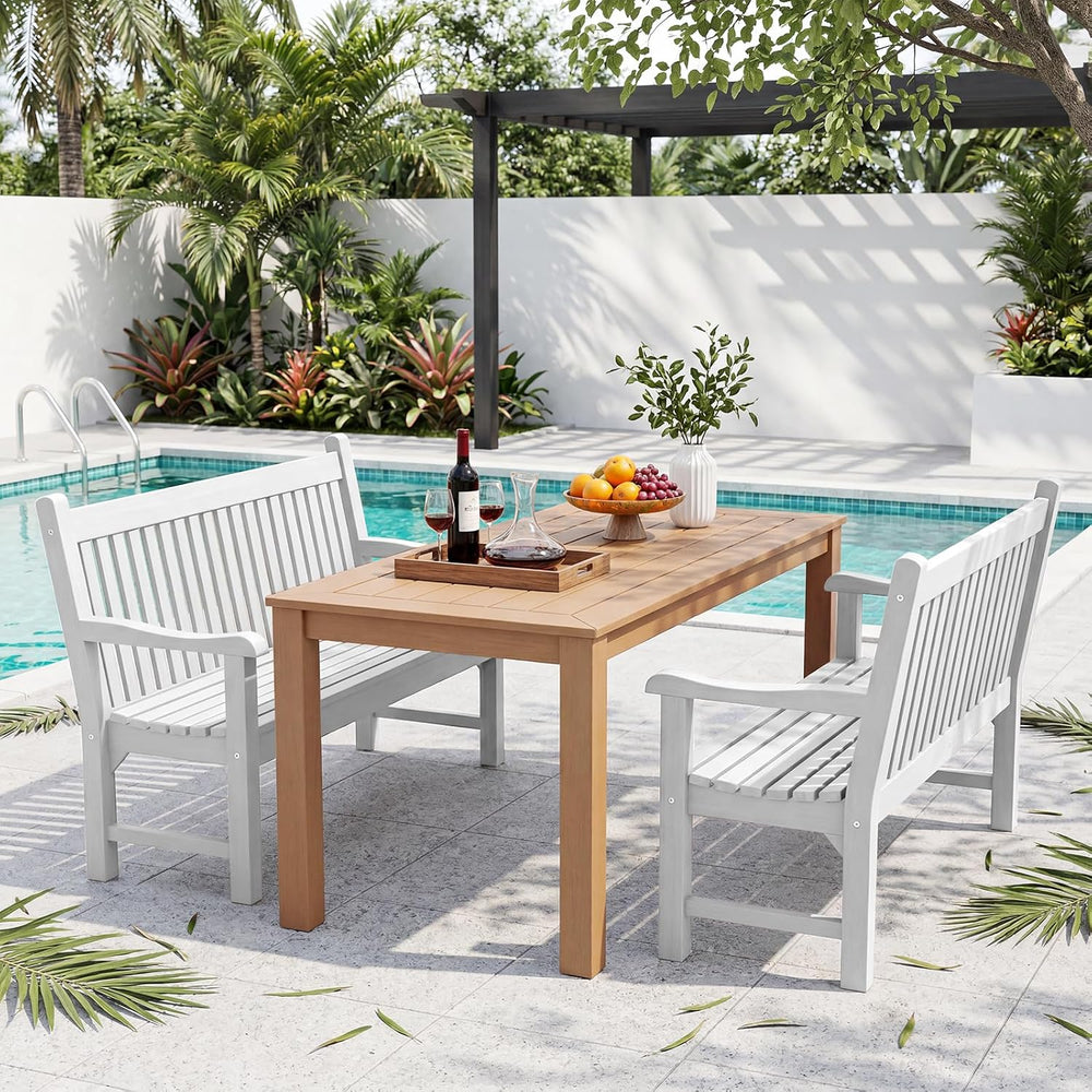 Psilvam 2-Person Outdoor Bench with 700 Lbs Weight Capacity, White