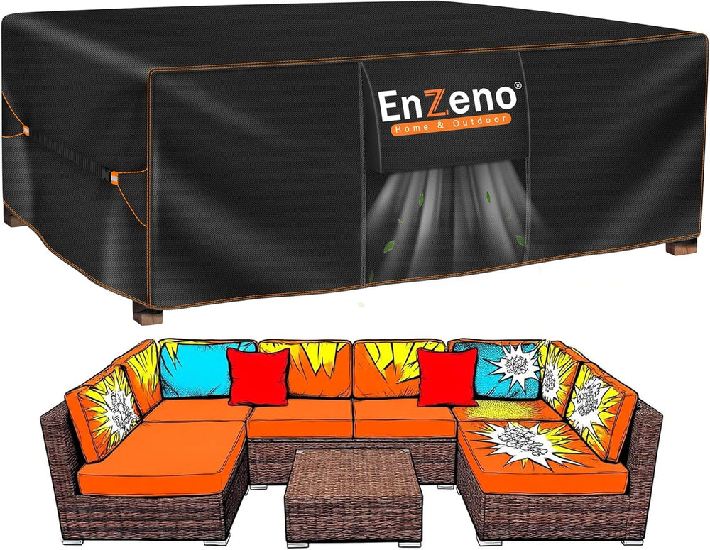 Enzeno Patio Furniture Cover Outdoor Waterproof 110" L x 57" W x 28...