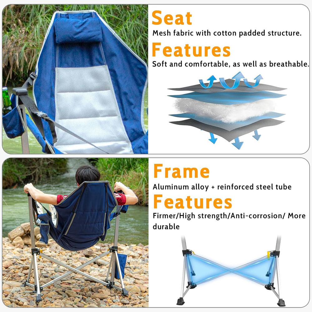 2 Pack Oversized Swing Hammock Camping Chairs with Footrests & Headrests,...