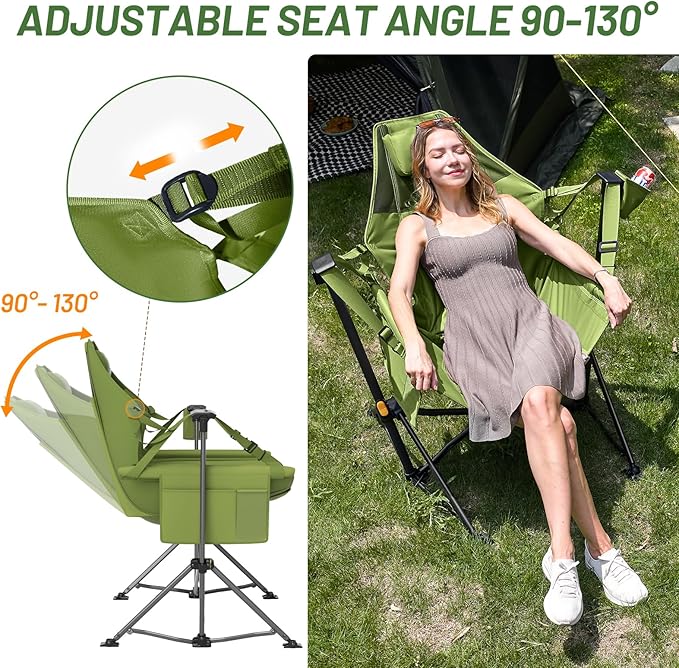 TIMBER RIDGE Hammock Camping Chair with Adjustable Backrest, Heavy Duty Foldi...