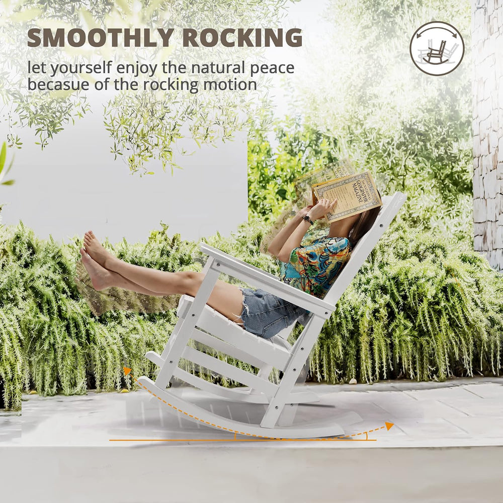 LUE BONA Outdoor Rocking Chairs Set of 2, Weather Resistant HDPS Poly Rocker ...