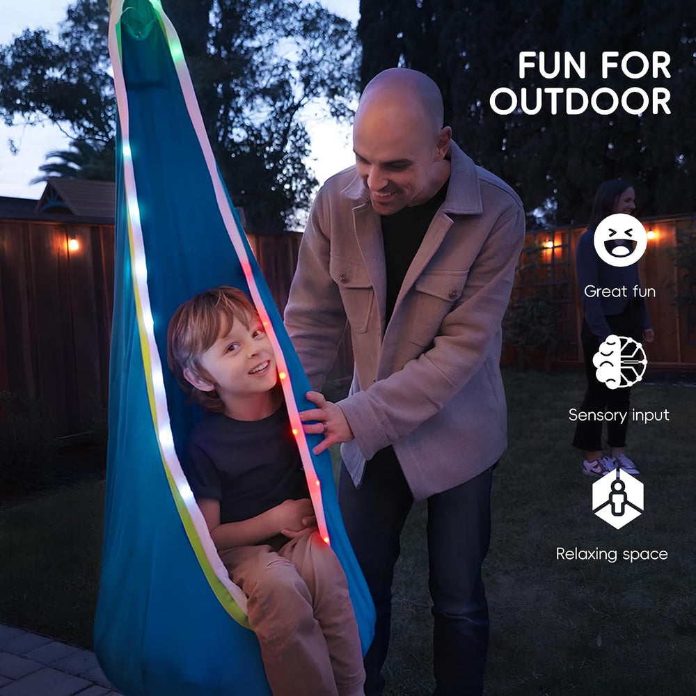 OUTREE Light Up Pod Swing Seat, Sensory Swing with LED Light