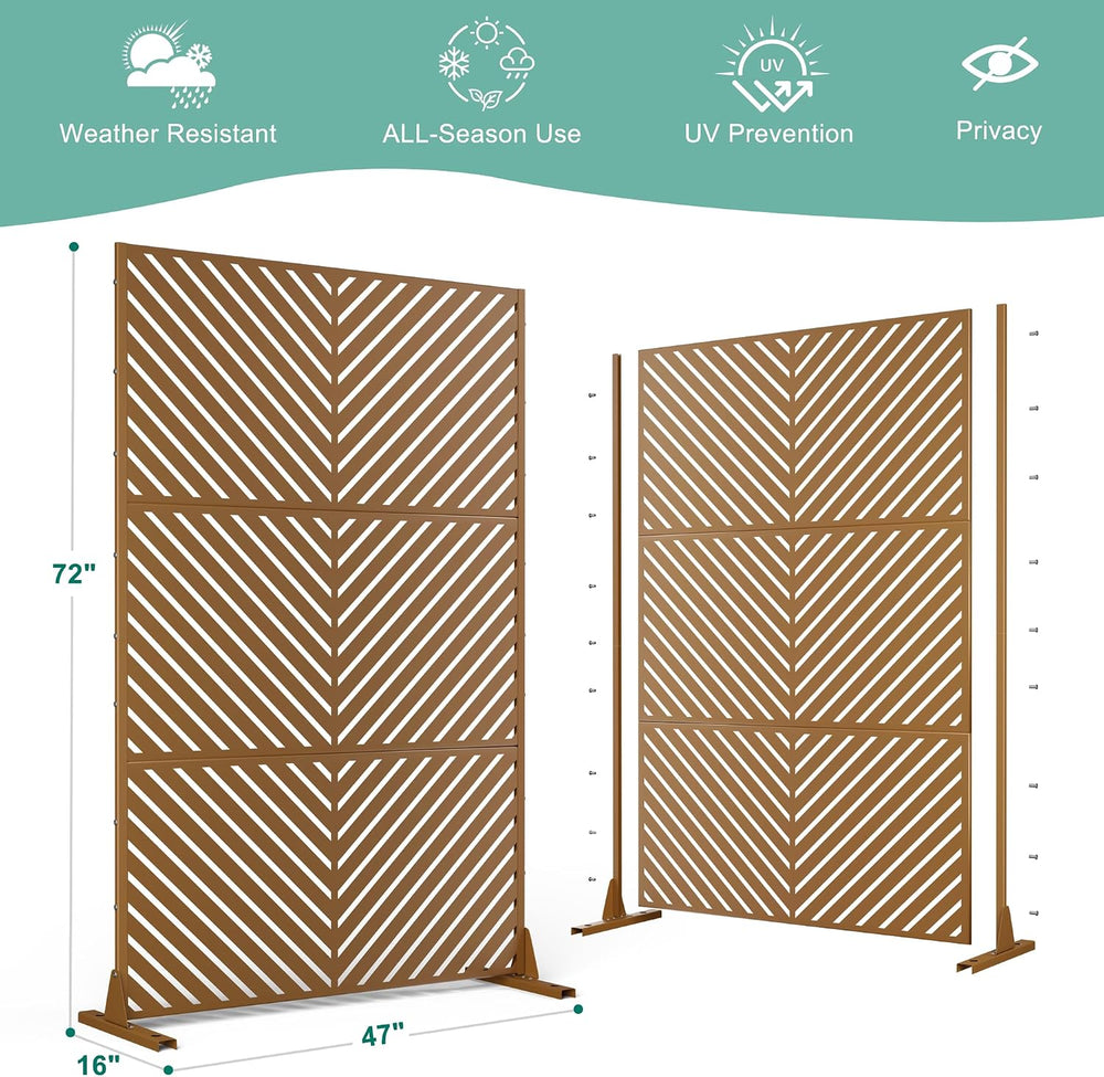 Metal Privacy Screen for Outdoor & Indoor Use, Free Standing Privacy Scre...