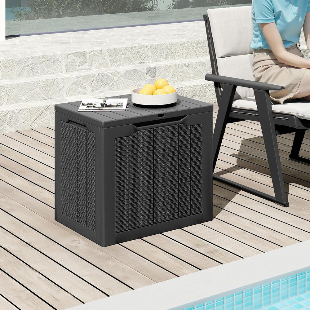 GIANTEX 25 Gallon Outdoor Storage Box, Patio Deck Box with Lockable Lid, Wick...