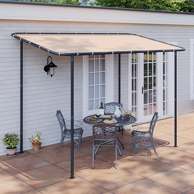 Aoxun 10x6 Lean to Gazebo Outdoor Pergola with Water Resistant & UV-Resis...
