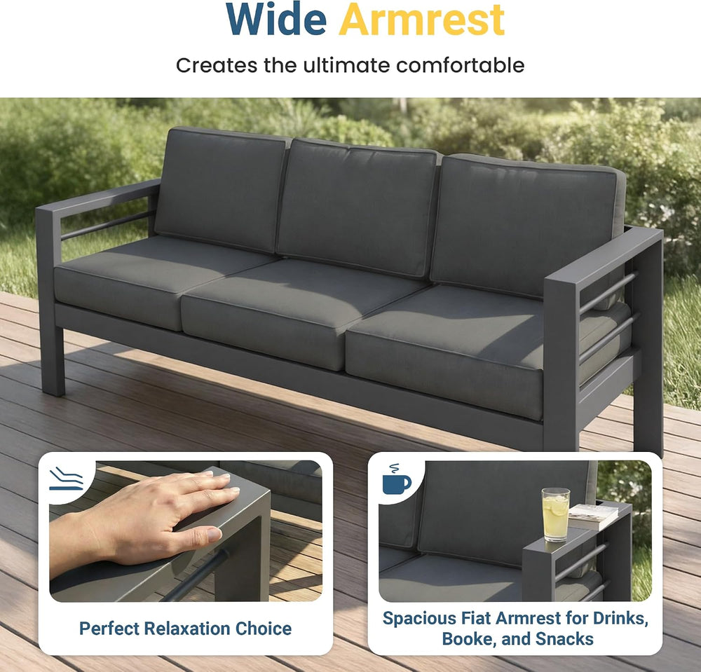Wisteria Lane Aluminum Outdoor Sofa, 2 Pieces Patio Couch All-Weather Rust-Pr...
