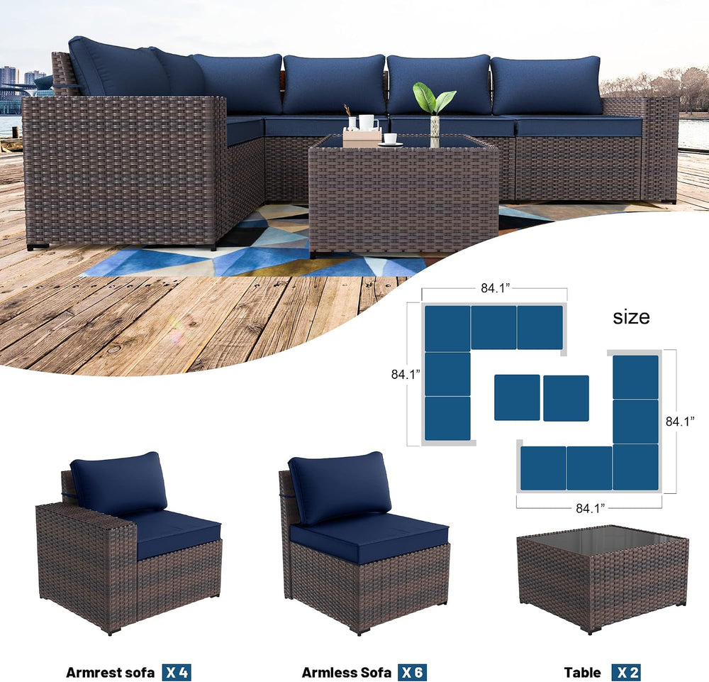 Kullavik 12 Piece Patio Furniture Set, Outdoor Wicker Sectional Sofa