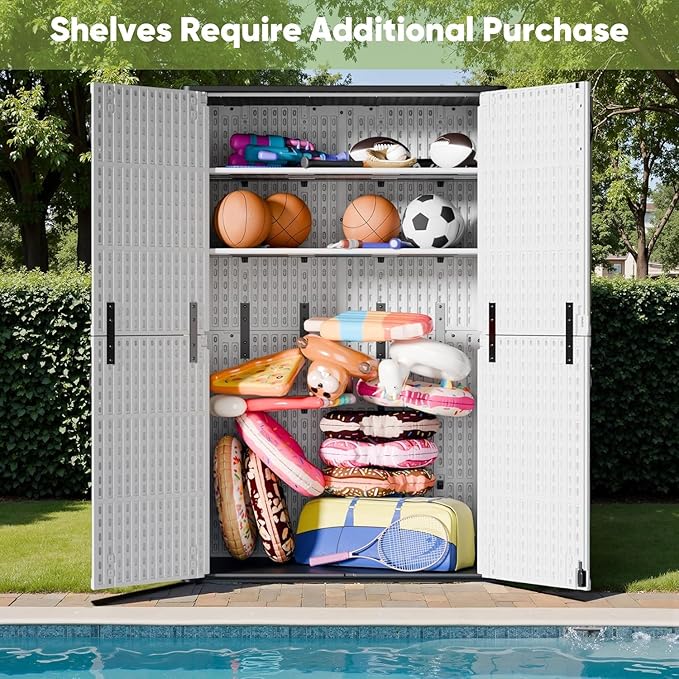 Devoko 50 Cu Ft Outdoor Storage Cabinet - Waterproof Vertical Shed for Patio,...