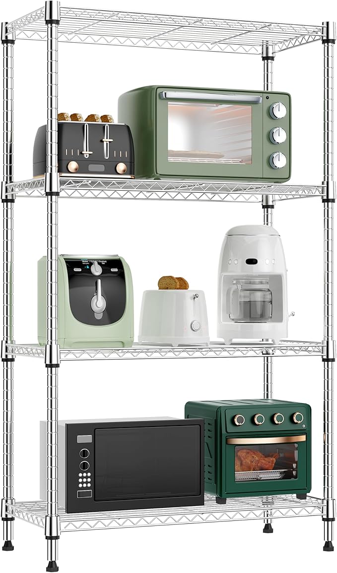 1000 lbs 4 Tier Shelf Metal Storage Shelves Wire Rack Closet Organizers for G...