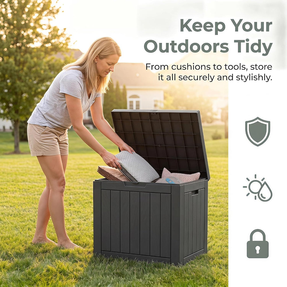 NicBex 30 Gallon Deck Box, Waterproof Resin Outdoor Storage Box Lockable for ...