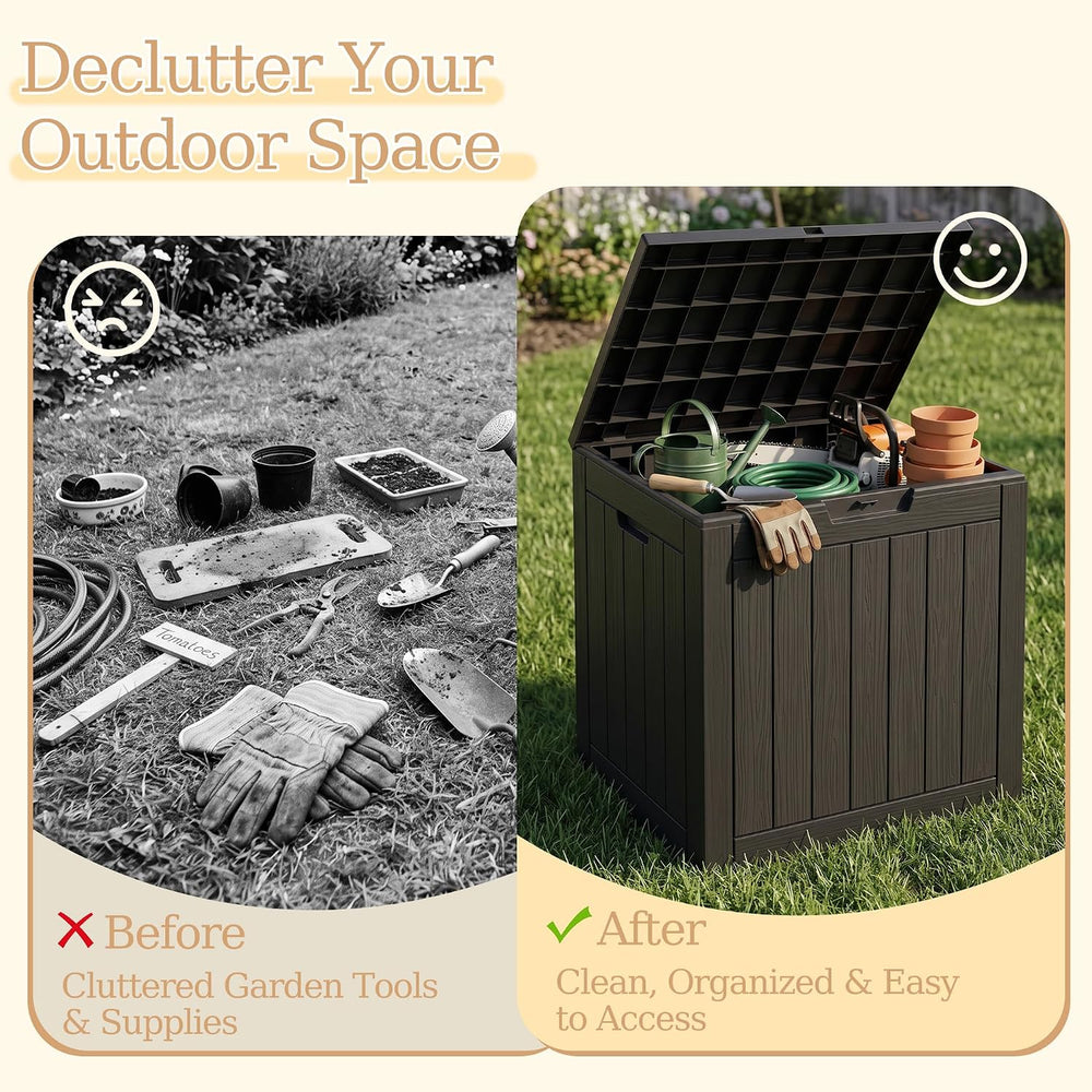 Outdoor Storage Box, 45 Gallon Upgraded Deck Boxes Outdoor Waterproof