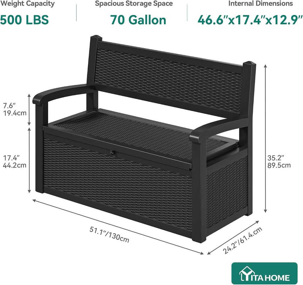 YITAHOME 70 Gallon Deck Bench with Storage