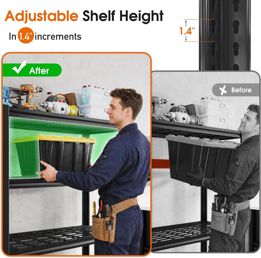 REIBII 40" W Garage Shelving with Double-Layer Frame for Homeowners and DIY