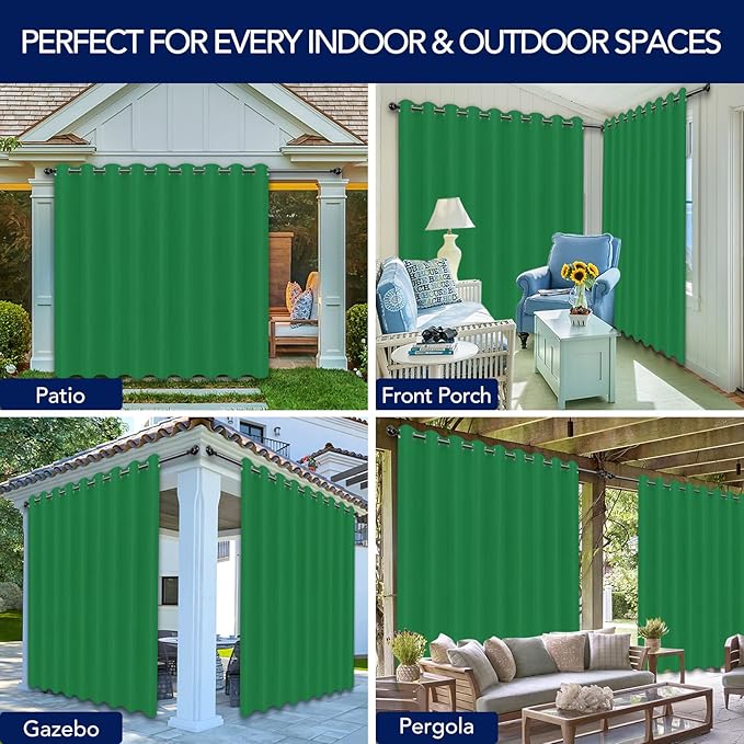 PureFit Outdoor Curtains for Patio Waterproof Weatherproof, UV Resistant Outs...