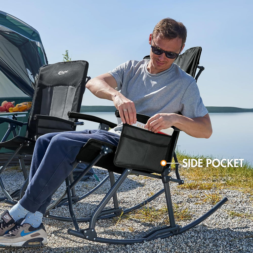 Portal Oversized Folding Rocking Chair, 400 lbs Capacity for Camping