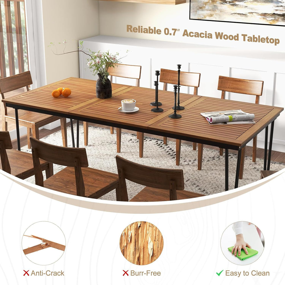 Tangkula 79 Inch Outdoor Dining Table for 8, Acacia Wood 8-Person Patio Table...