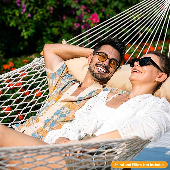 Lazy Daze Hammocks Double Rope Hammock, 2 Person Traditional Outdoor Hand Wov...