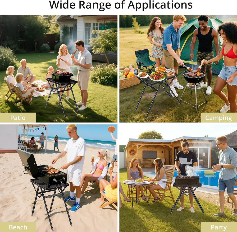 2ft Folding Grill Table, Supports 180Lbs, 2 Heights 27.5" for Camping