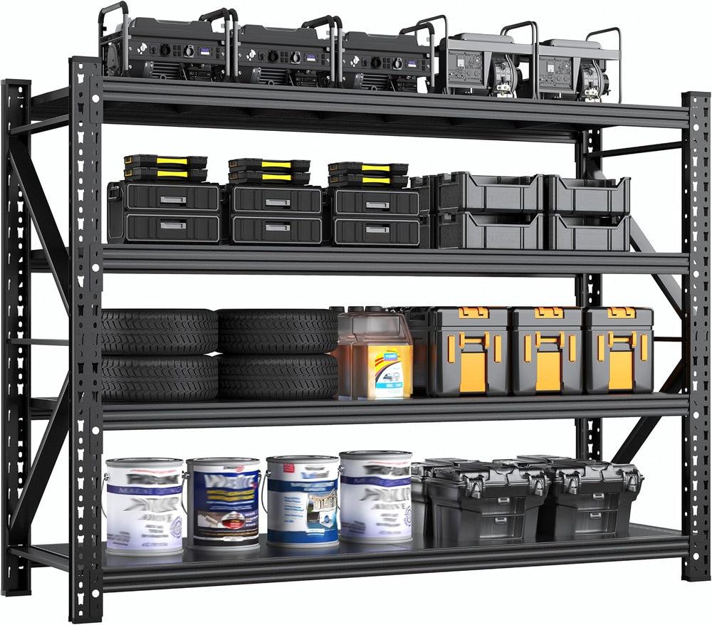 Novolume 67" W Heavy Duty Storage Shelves,4-Tier Adjustable Metal Garage...