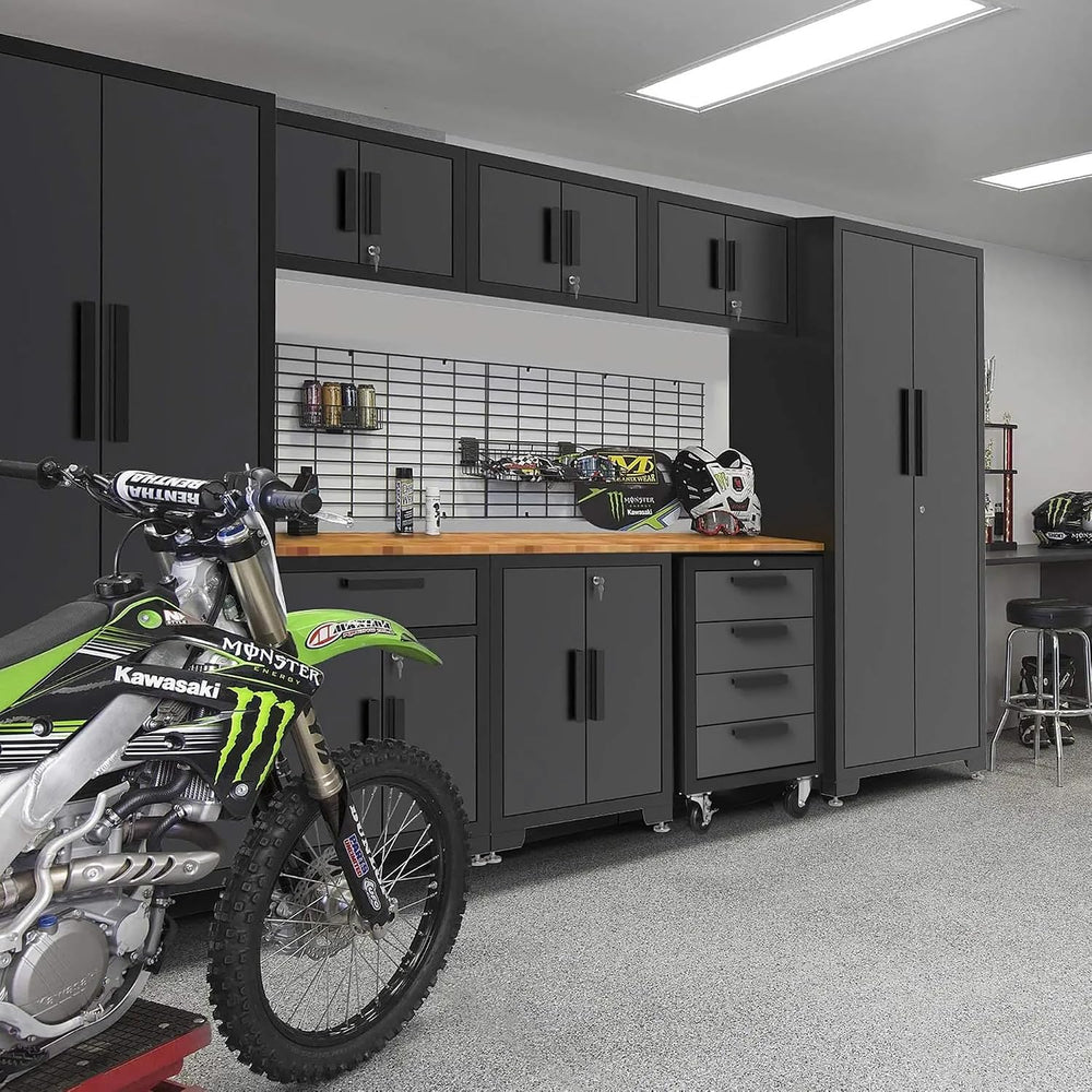 TCE Heavy Duty 12 Piece Garage Storage System: Metal Organization Workbench a...