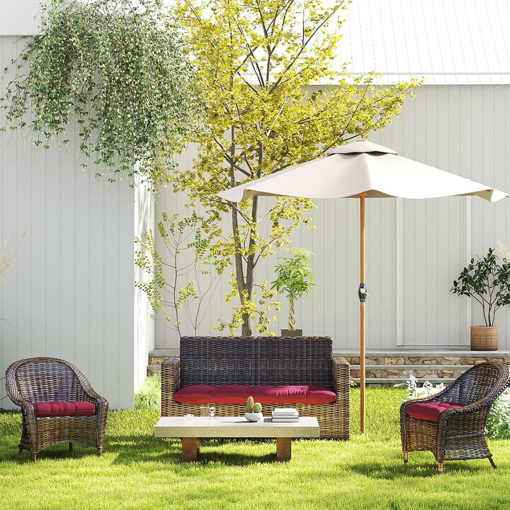 Outdoor Wicker Chair Cushions 3 Pieces, Burgundy