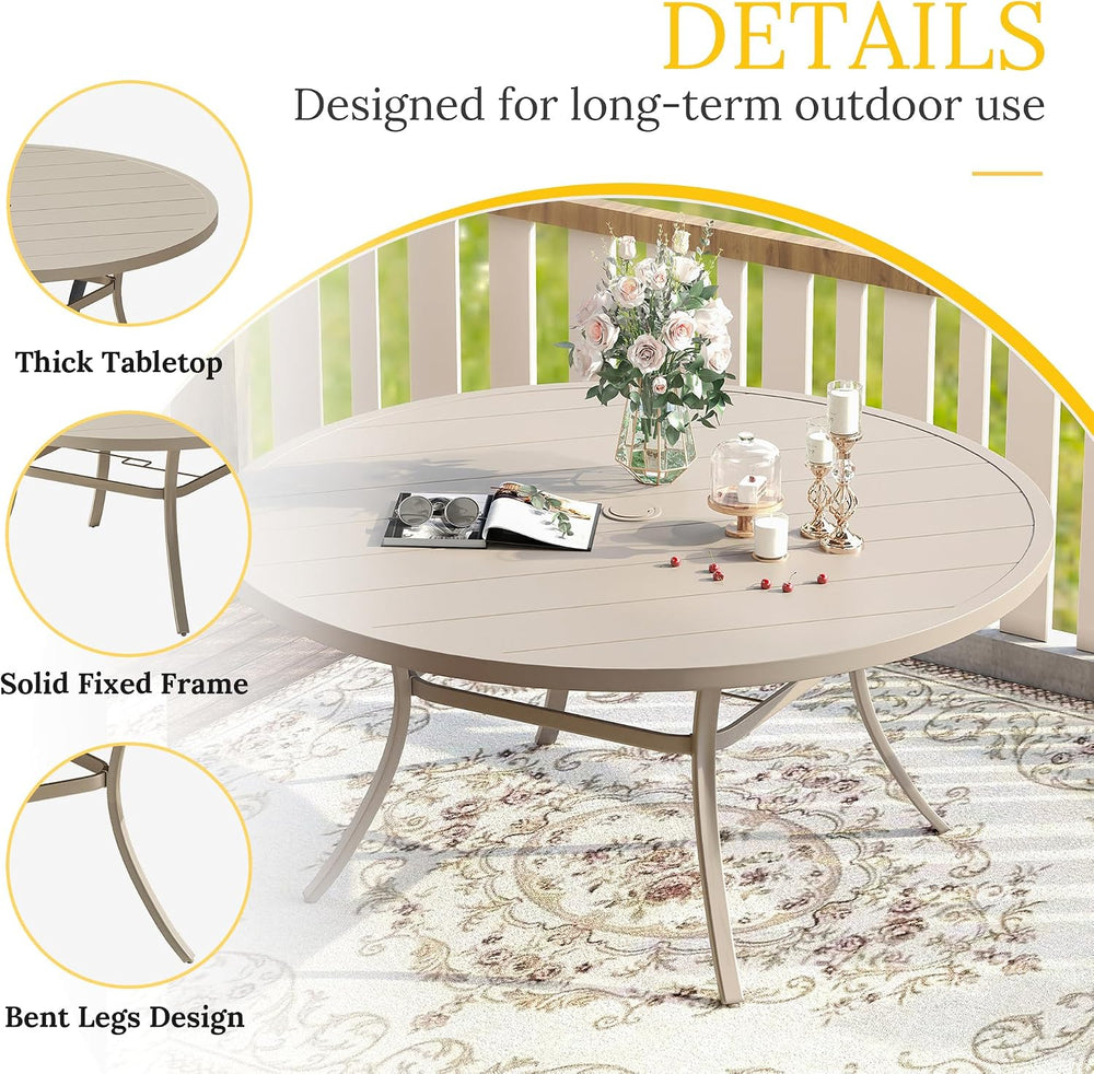 VICLLAX Outdoor Dining Set for 8, Round Table & Padded Swivel Chairs
