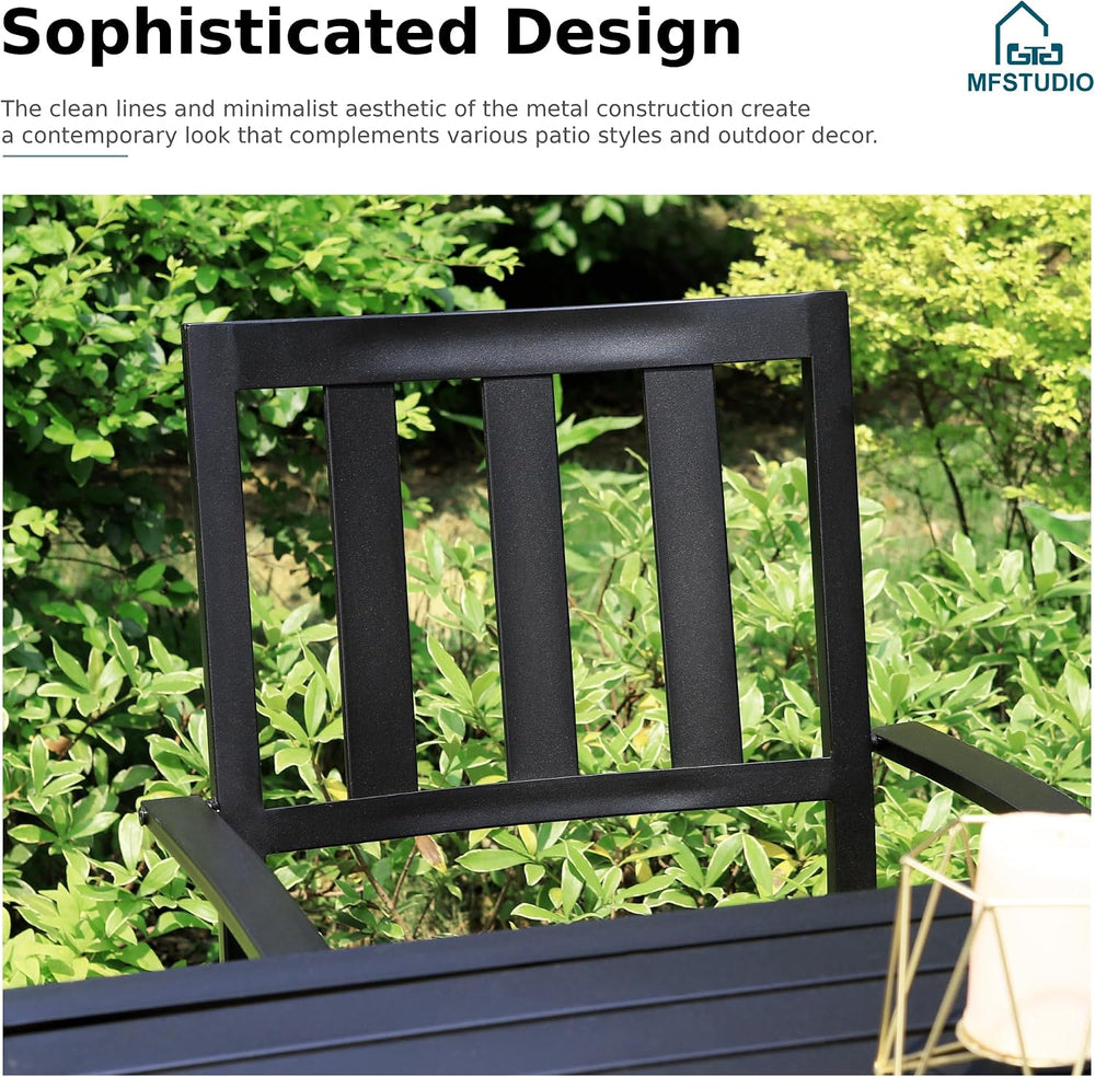 MFSTUDIO Outdoor Table and Chairs Set for 4,37“ Square Metal Table&Chairs